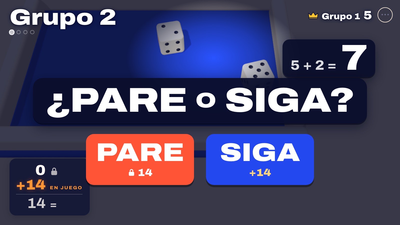 PARE O SIGA después de un tiro, con los botones PARE y SIGA